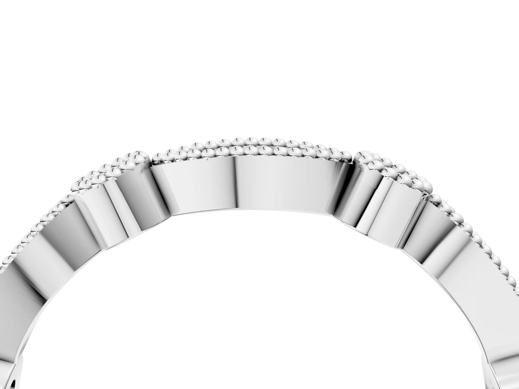 Silver Milgrain Bezel and Marquise Diamond Band