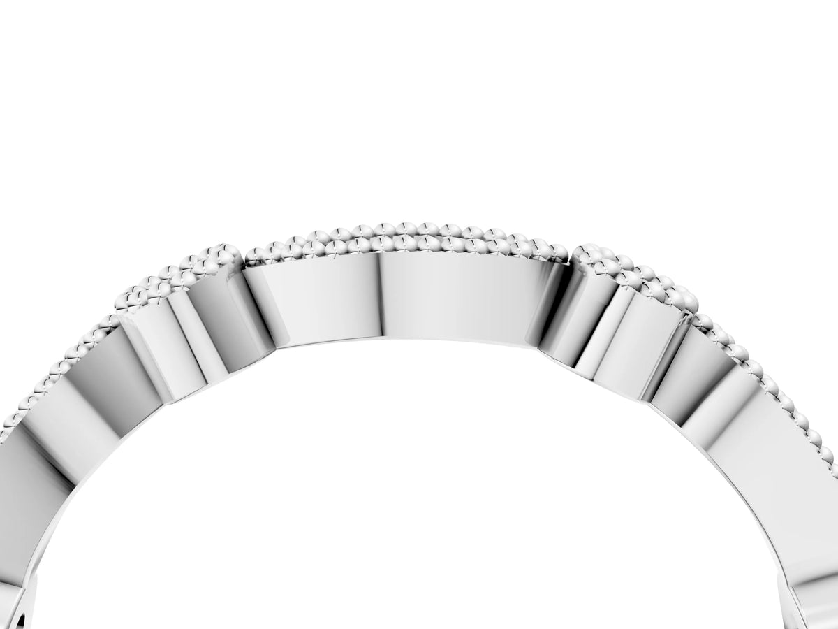 Silver Milgrain Bezel and Marquise Diamond Band