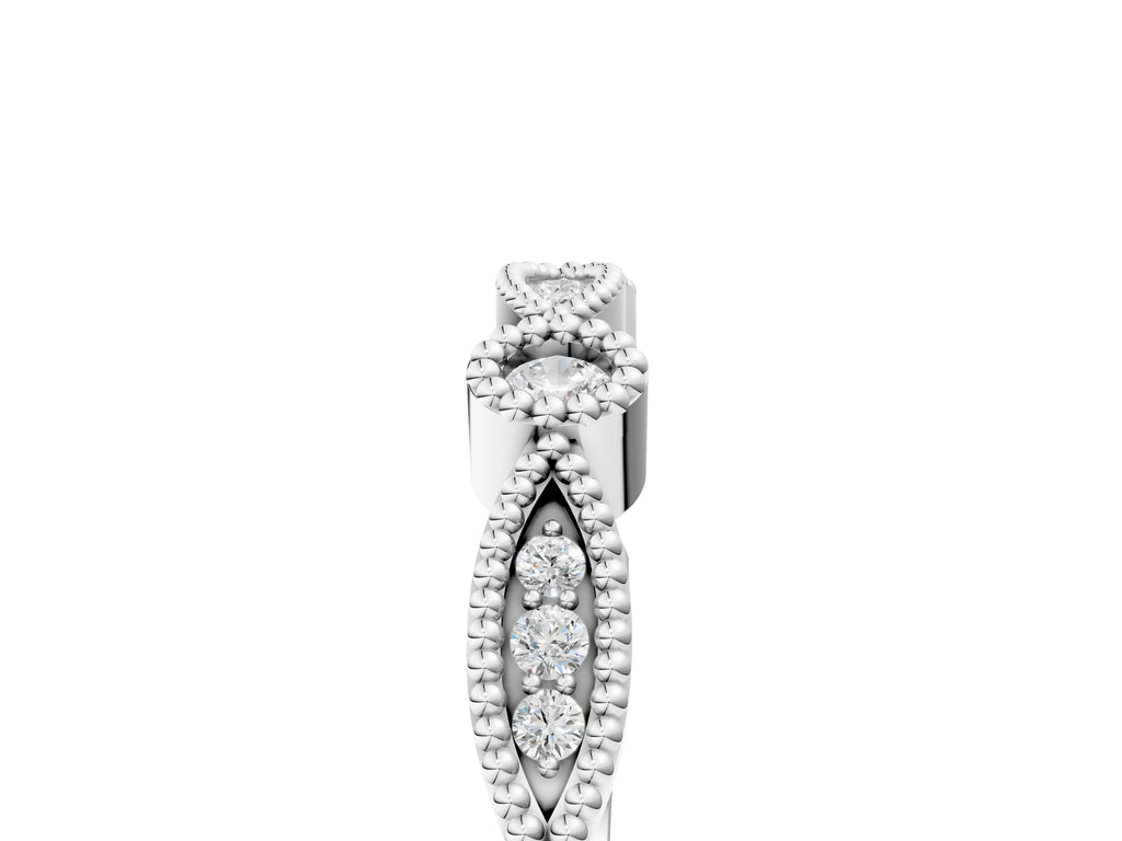 Silver Milgrain Bezel and Marquise Diamond Band