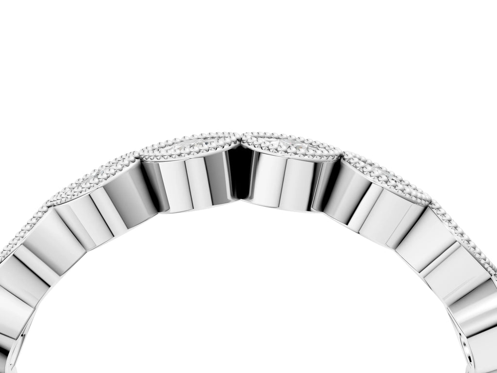 Silver Milgrain Marquise Diamond Eternity Band with Bezel Setting