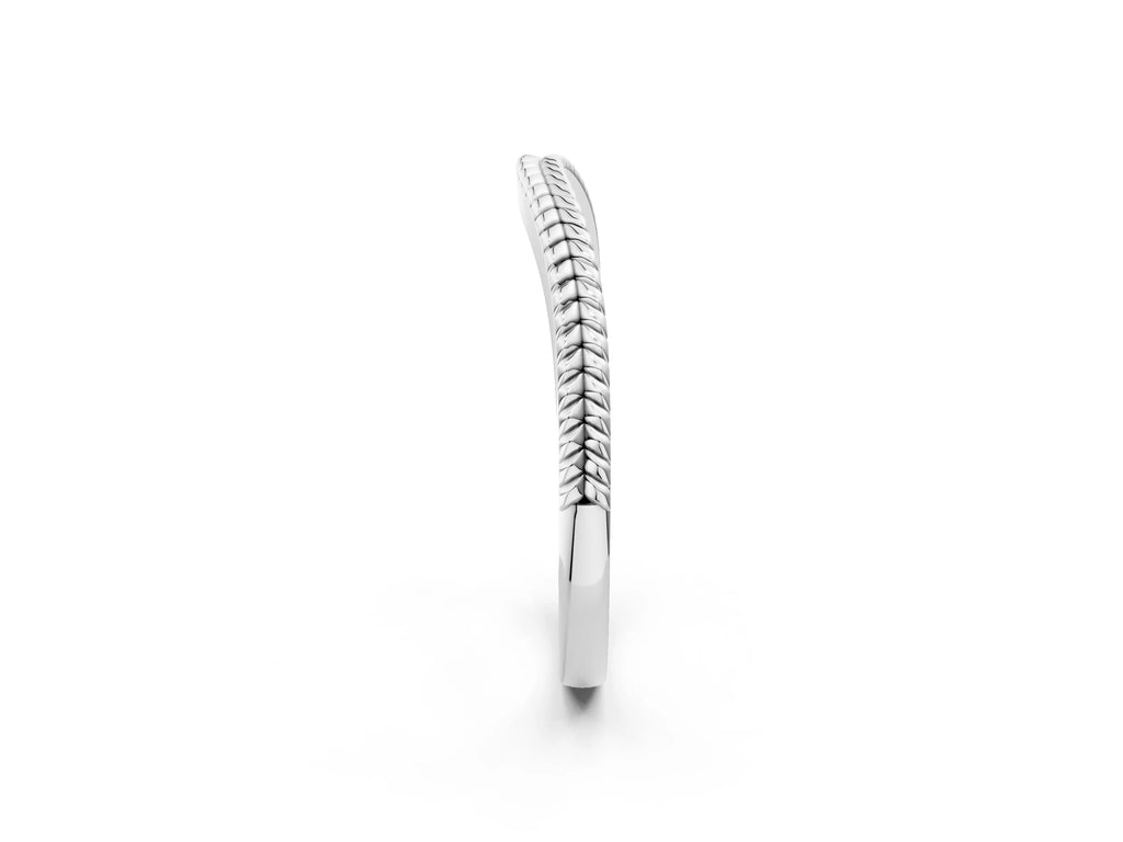 Silver Milgrain Twist Contour Wedding Band
