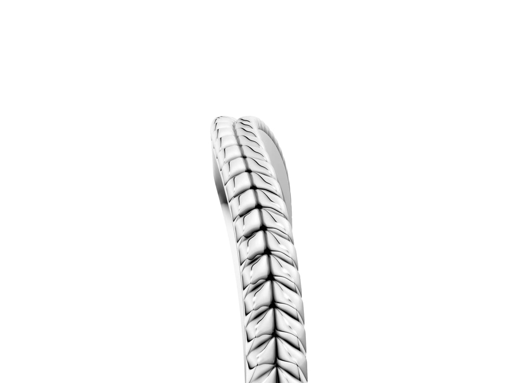 Silver Milgrain Twist Contour Wedding Band