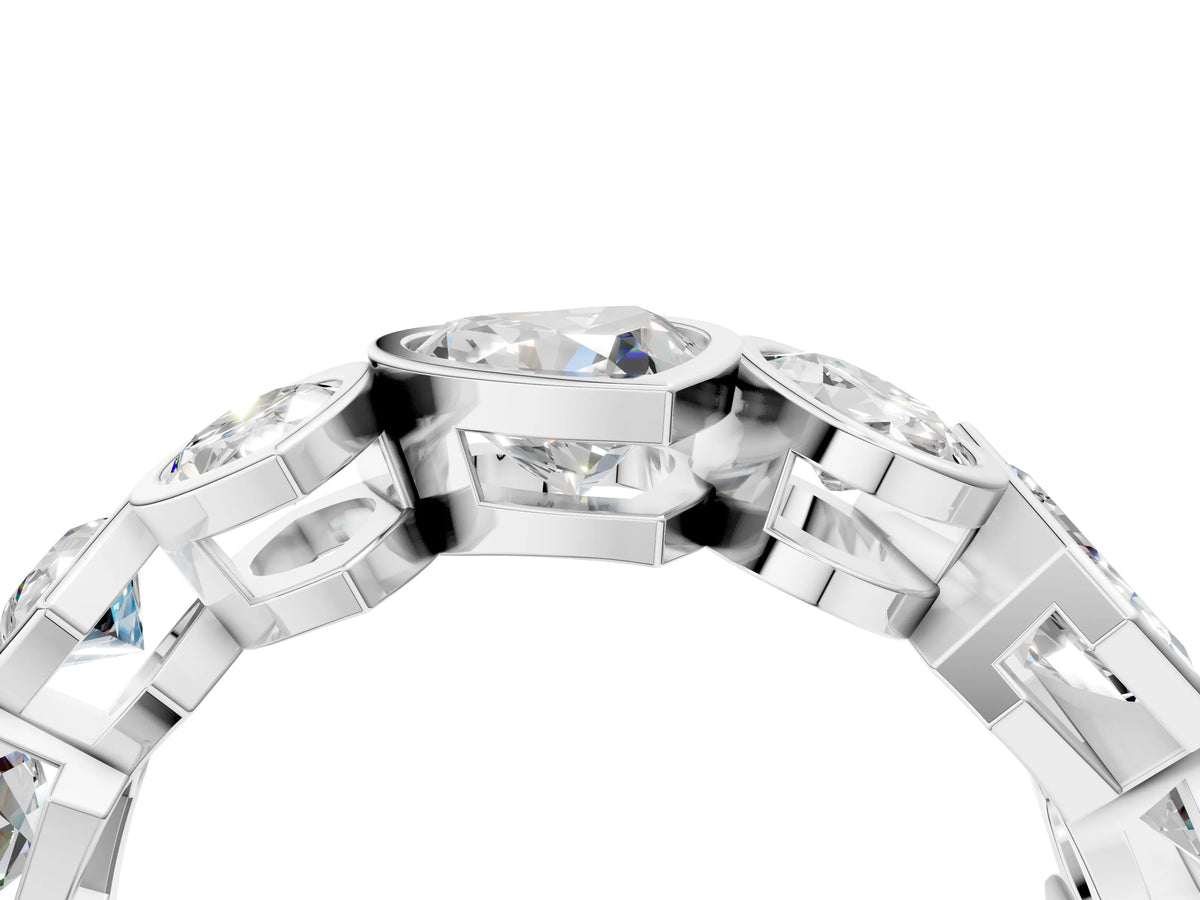 Silver Mixed Shape Diamond Bezel Set Eternity Wedding Band