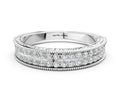Silver Pavé Round Diamond Eternity Band with Milgrain Edge