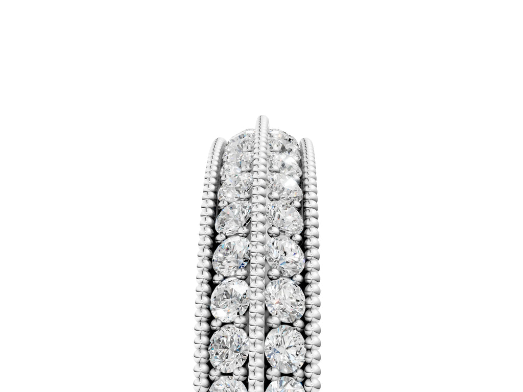 Silver Pavé Round Diamond Milgrain Eternity Band