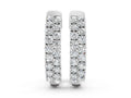 Silver Pave Round Diamond Hoop Earrings with Channel Band and Shared Prong Setting
