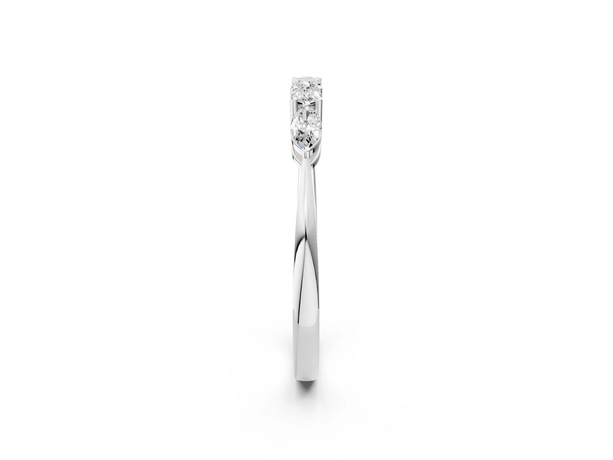 Silver Prong Set Round Diamond Half-Eternity Band