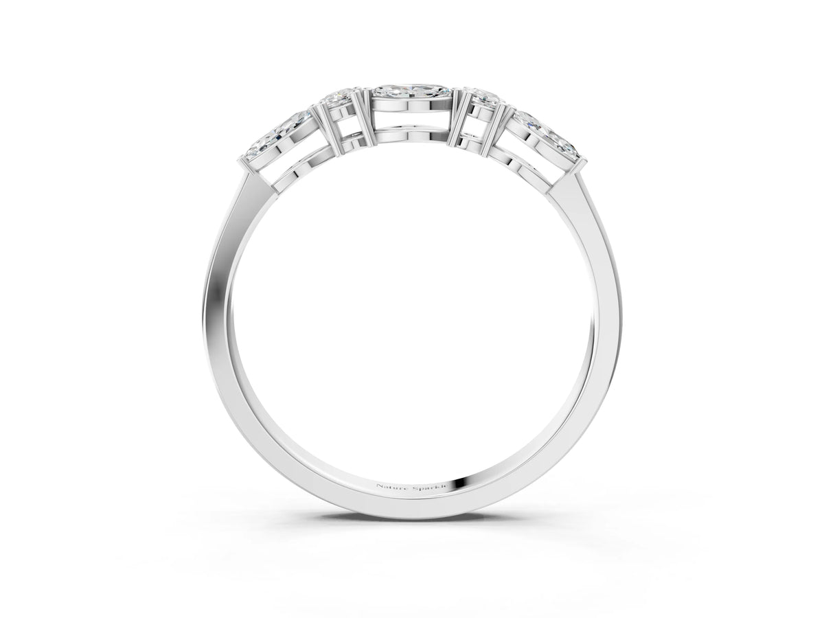 Silver Prong Set Round Diamond Half-Eternity Band