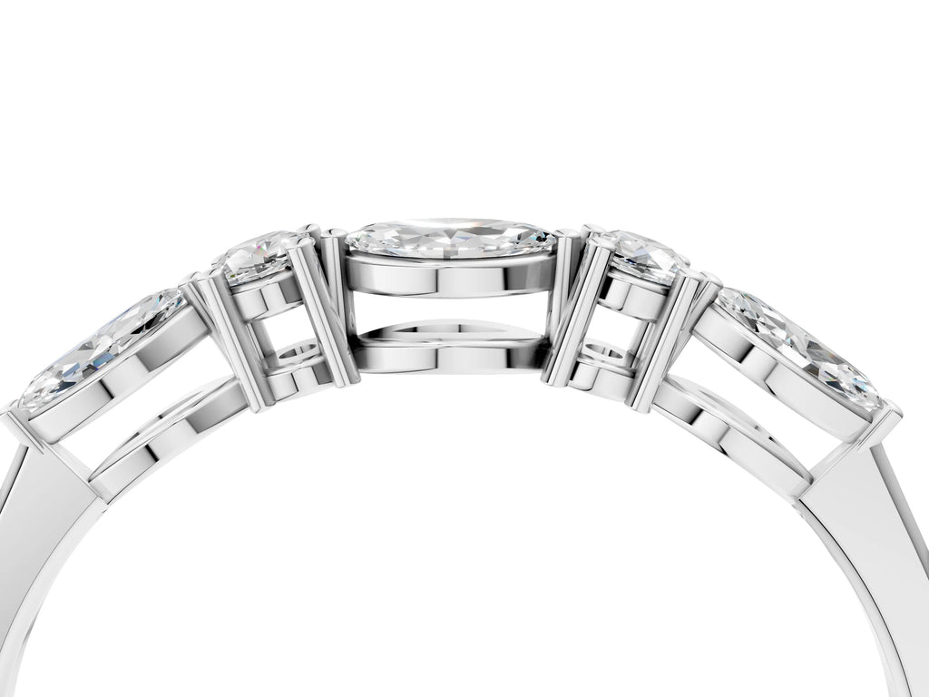 Silver Prong Set Round Diamond Half-Eternity Band
