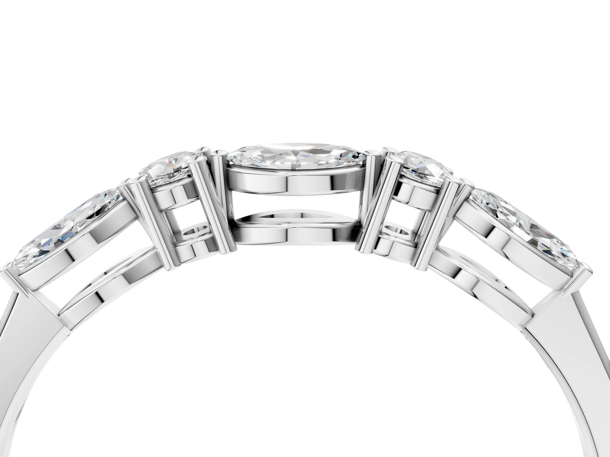 Silver Prong Set Round Diamond Half-Eternity Band