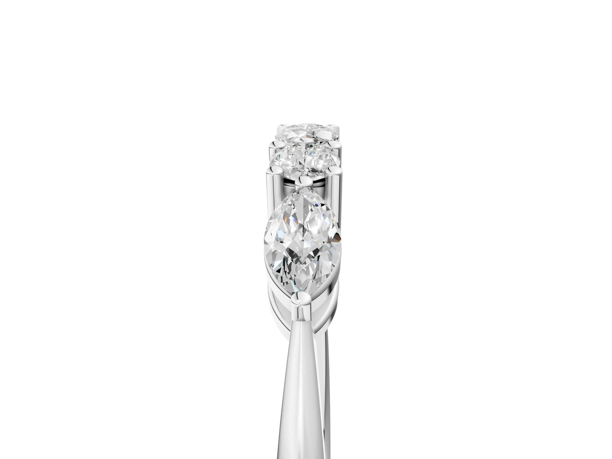 Silver Prong Set Round Diamond Half-Eternity Band