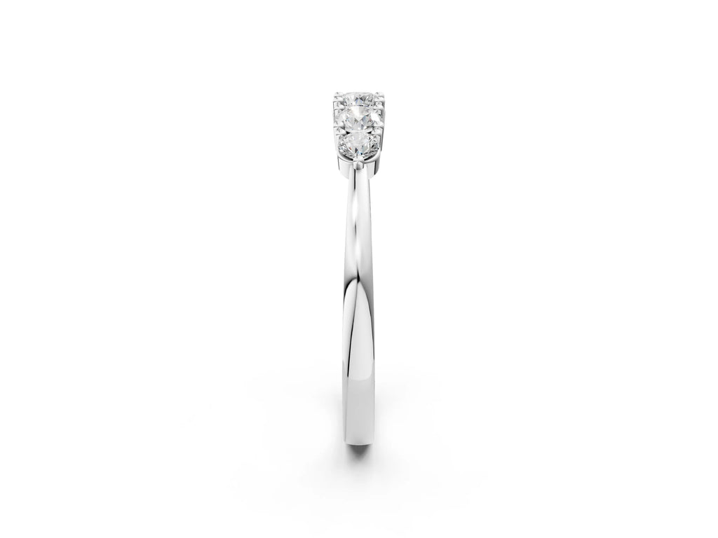 Silver Round Brilliant Diamond Half-Eternity Band with Prong Setting