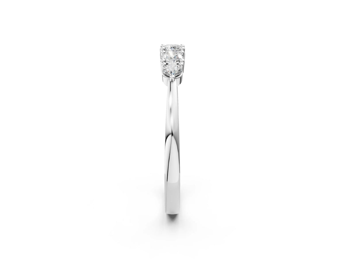 Silver Round Brilliant Diamond Half-Eternity Band with Prong Setting