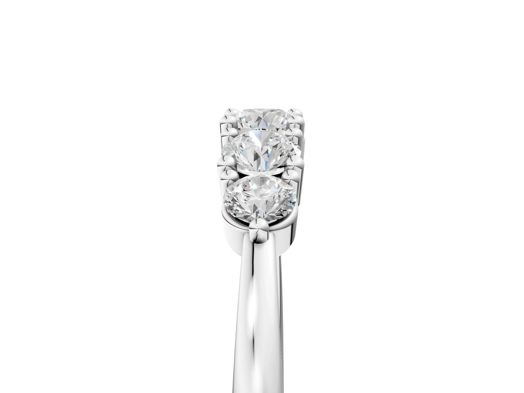 Silver Round Brilliant Diamond Half-Eternity Band with Prong Setting