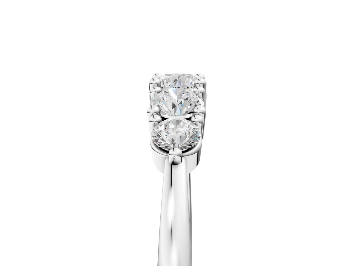 Silver Round Brilliant Diamond Half-Eternity Band with Prong Setting