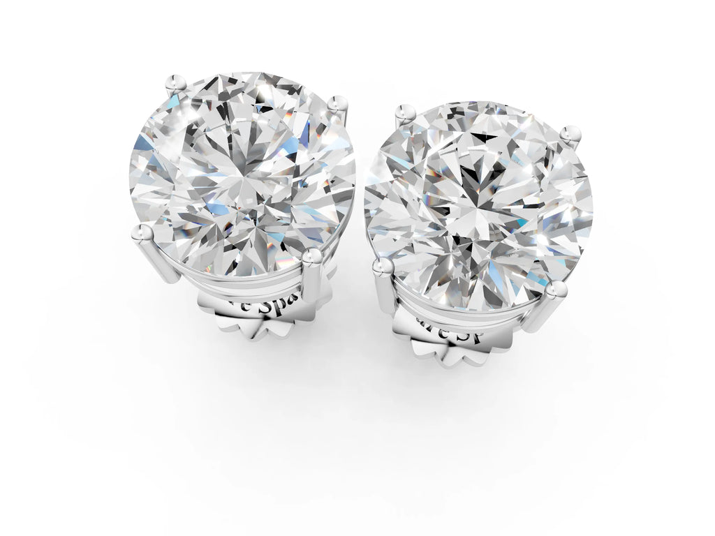 Silver Round Cut Diamond Stud Earrings
