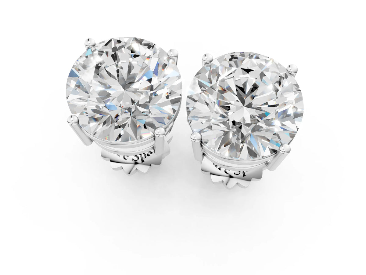 Silver Round Cut Diamond Stud Earrings