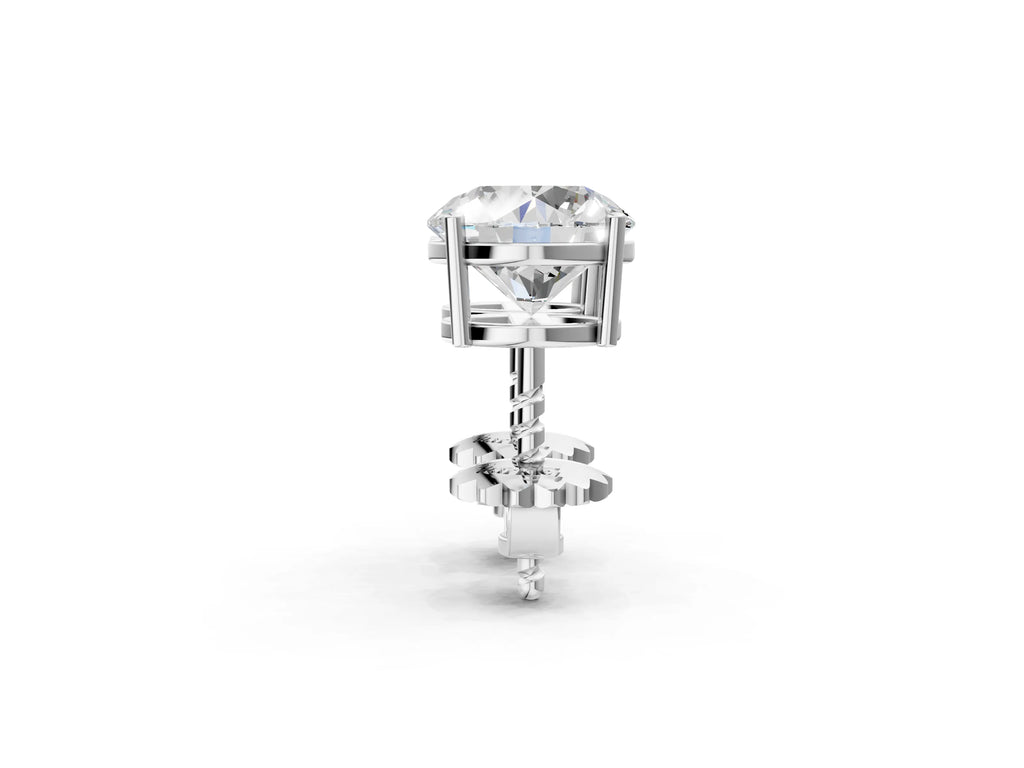 Silver Round Cut Diamond Stud Earrings