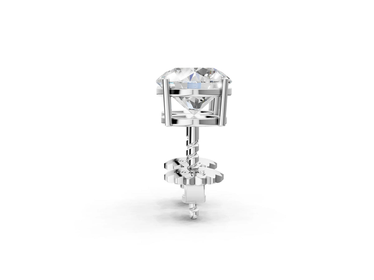 Silver Round Cut Diamond Stud Earrings