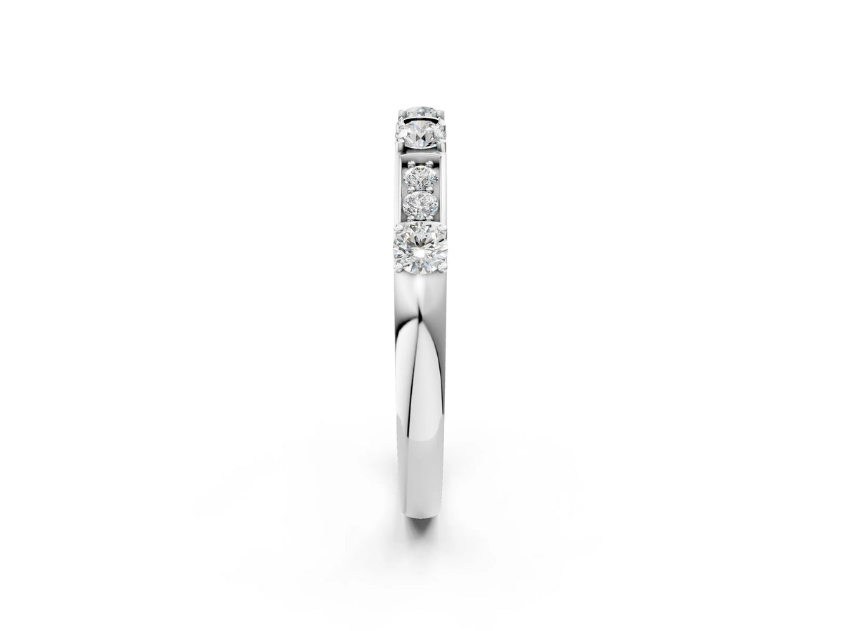 Silver Round Diamond Channel Set Eternity Band with Prong Setting