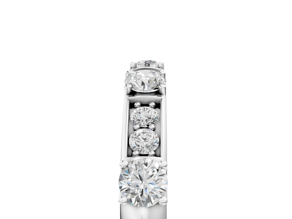 Silver Round Diamond Channel Set Eternity Band with Prong Setting