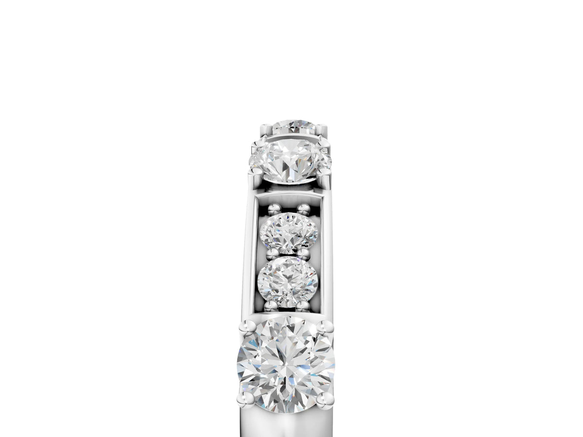 Silver Round Diamond Channel Set Eternity Band with Prong Setting