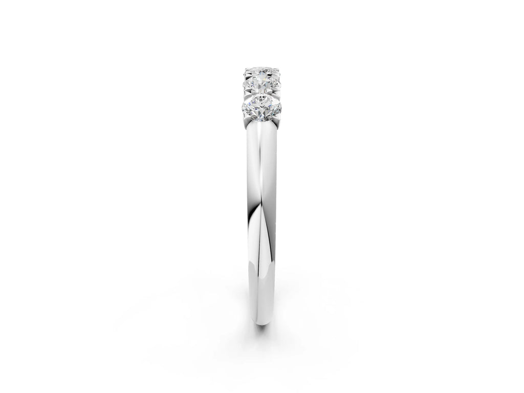 Silver Round Diamond Channel Set Half Eternity Band with Shared Prong Setting