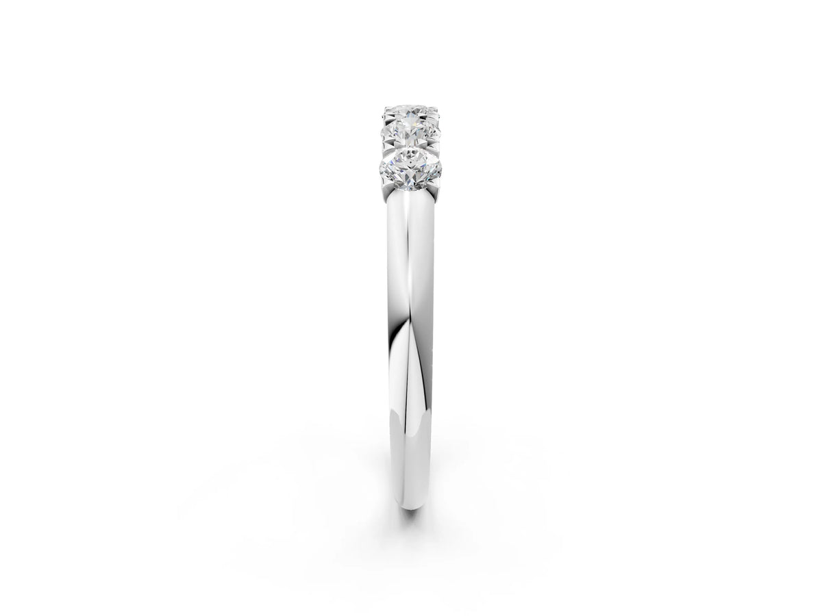 Silver Round Diamond Channel Set Half Eternity Band with Shared Prong Setting