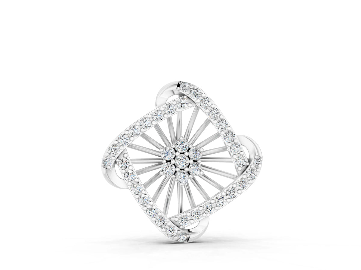 Silver Round Diamond Cluster Pendant with Prong Setting