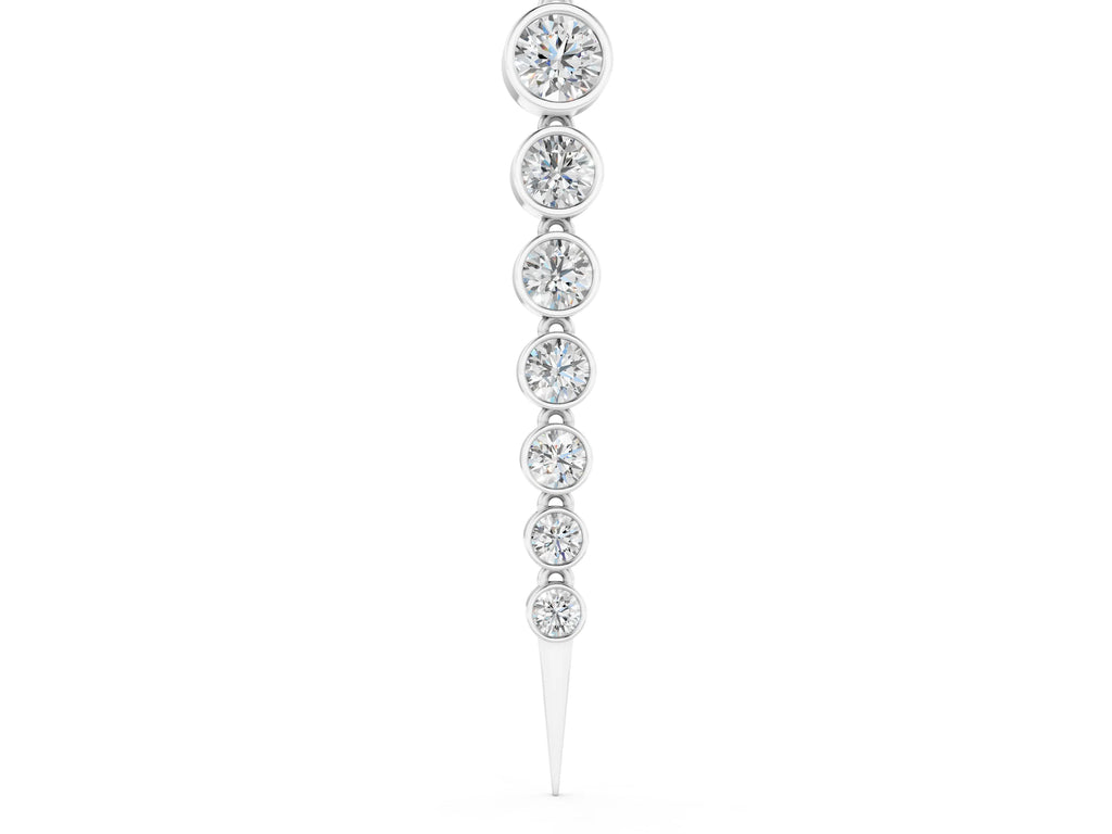 Silver Round Diamond Drop Necklace with Bezel Setting