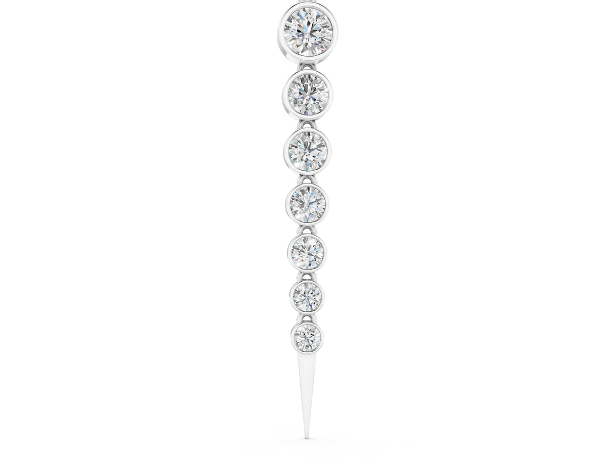 Silver Round Diamond Drop Necklace with Bezel Setting