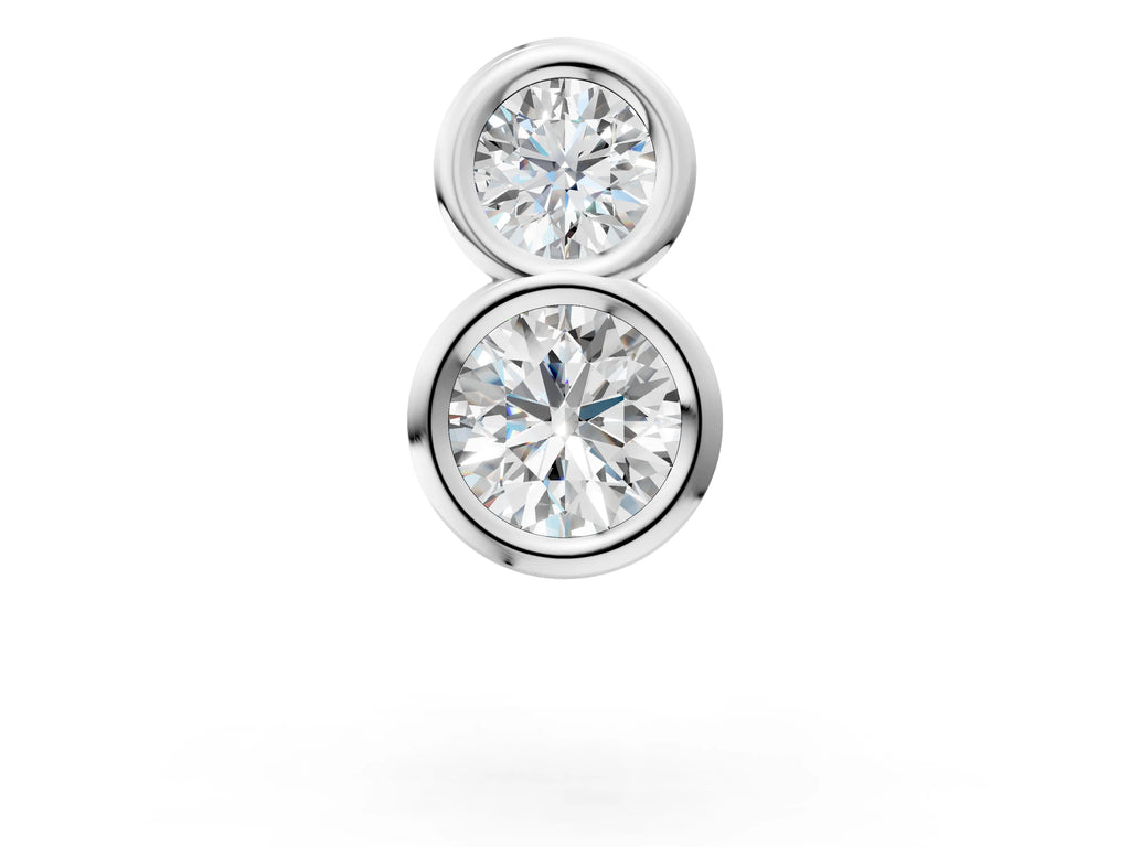 Silver Round Diamond Duo Flatback Earring