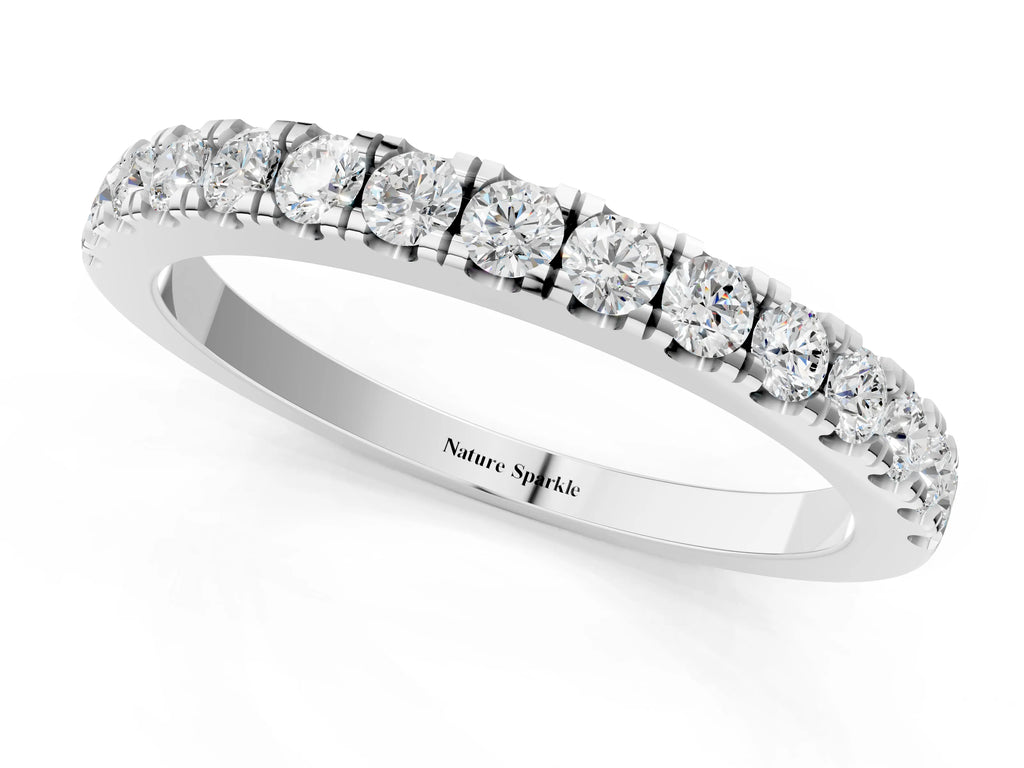 Silver Round Diamond Eternity Band with Prong Setting
