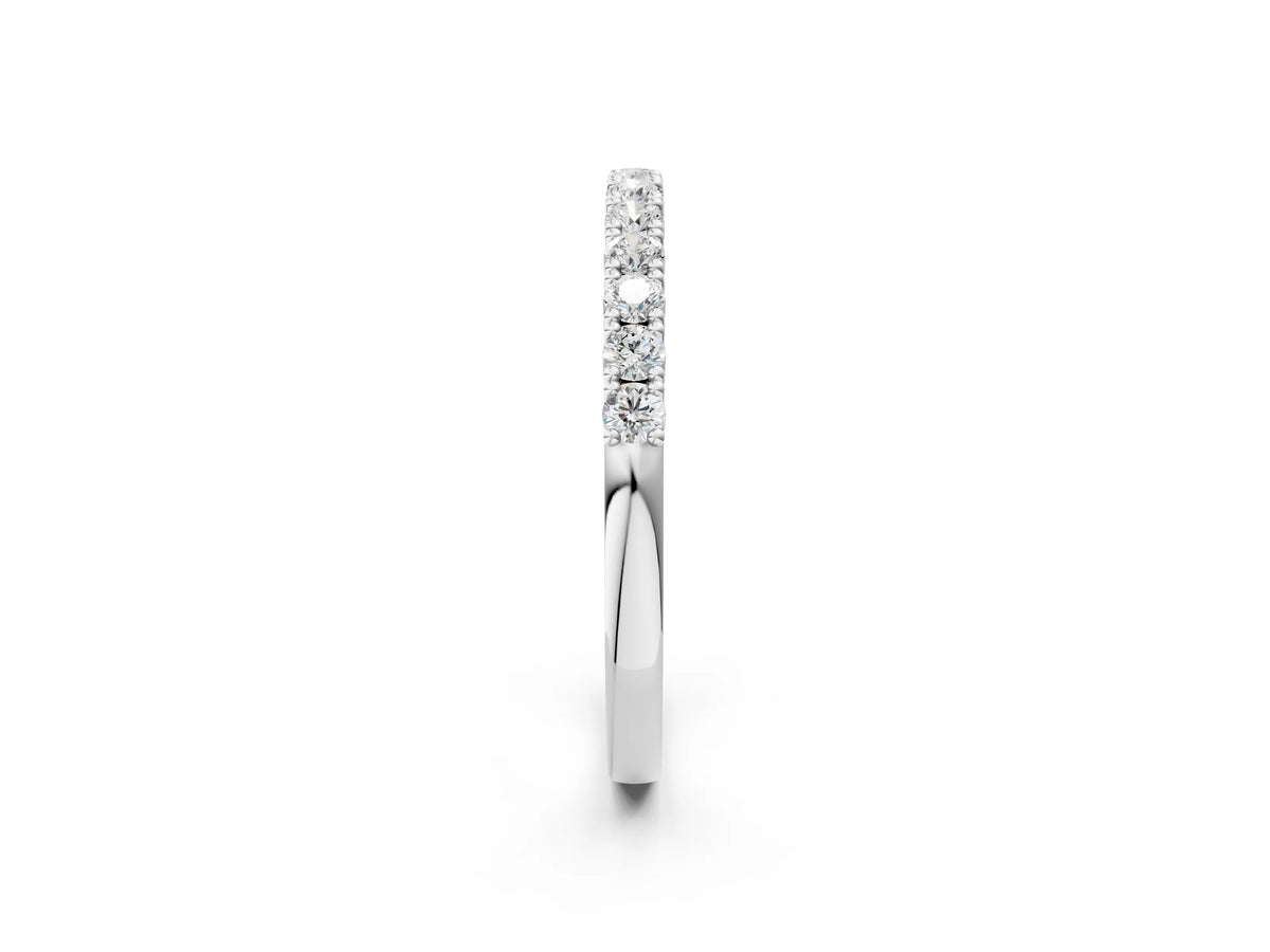 Silver Round Diamond Half-Eternity Band with Shared Prong Setting