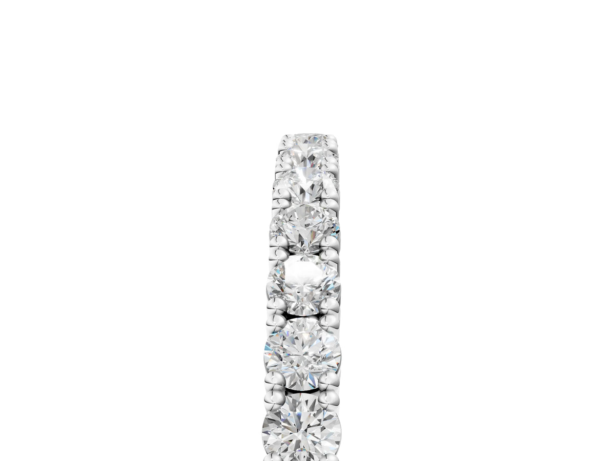 Silver Round Diamond Half-Eternity Band with Shared Prong Setting