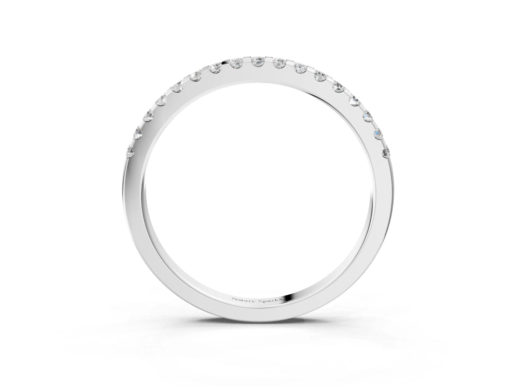 Silver Round Diamond Half Eternity Prong Set Band