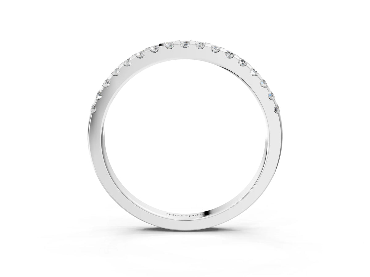 Silver Round Diamond Half Eternity Prong Set Band