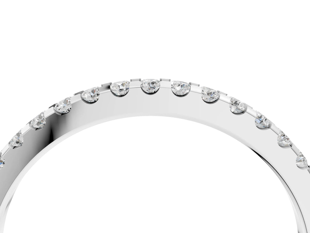 Silver Round Diamond Half Eternity Prong Set Band
