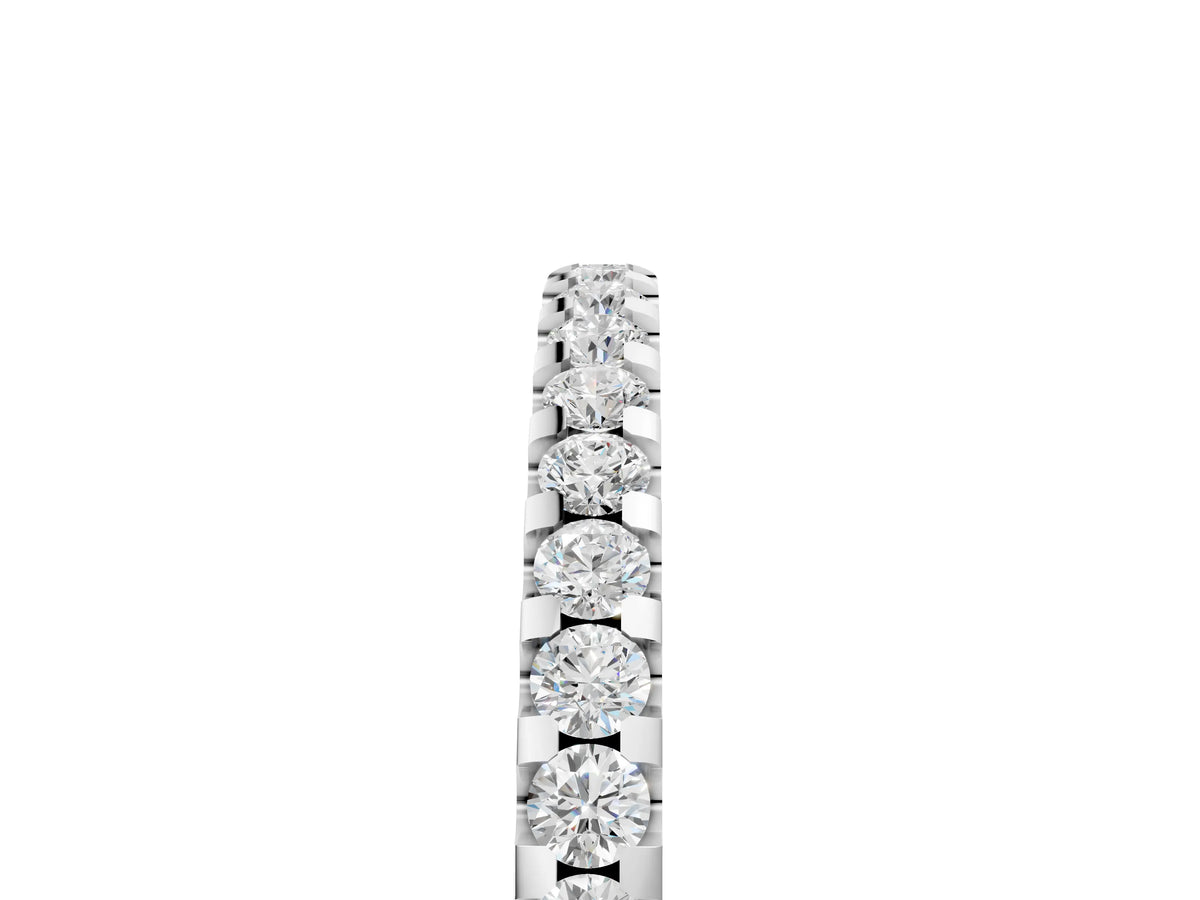 Silver Round Diamond Half Eternity Prong Set Band