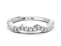 Silver Round Diamond Pavé Curved Wedding Band