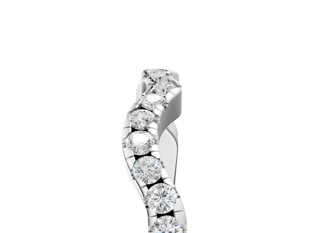 Silver Round Diamond Pavé Curved Wedding Band