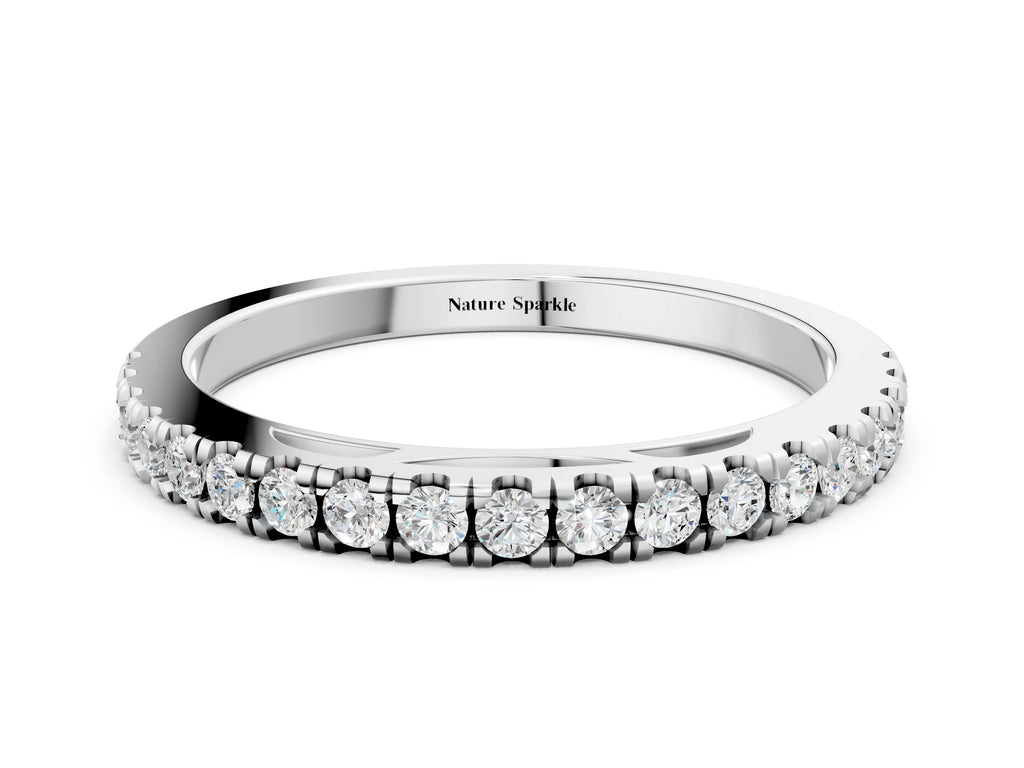 Silver Round Diamond Pavé Set Eternity Band