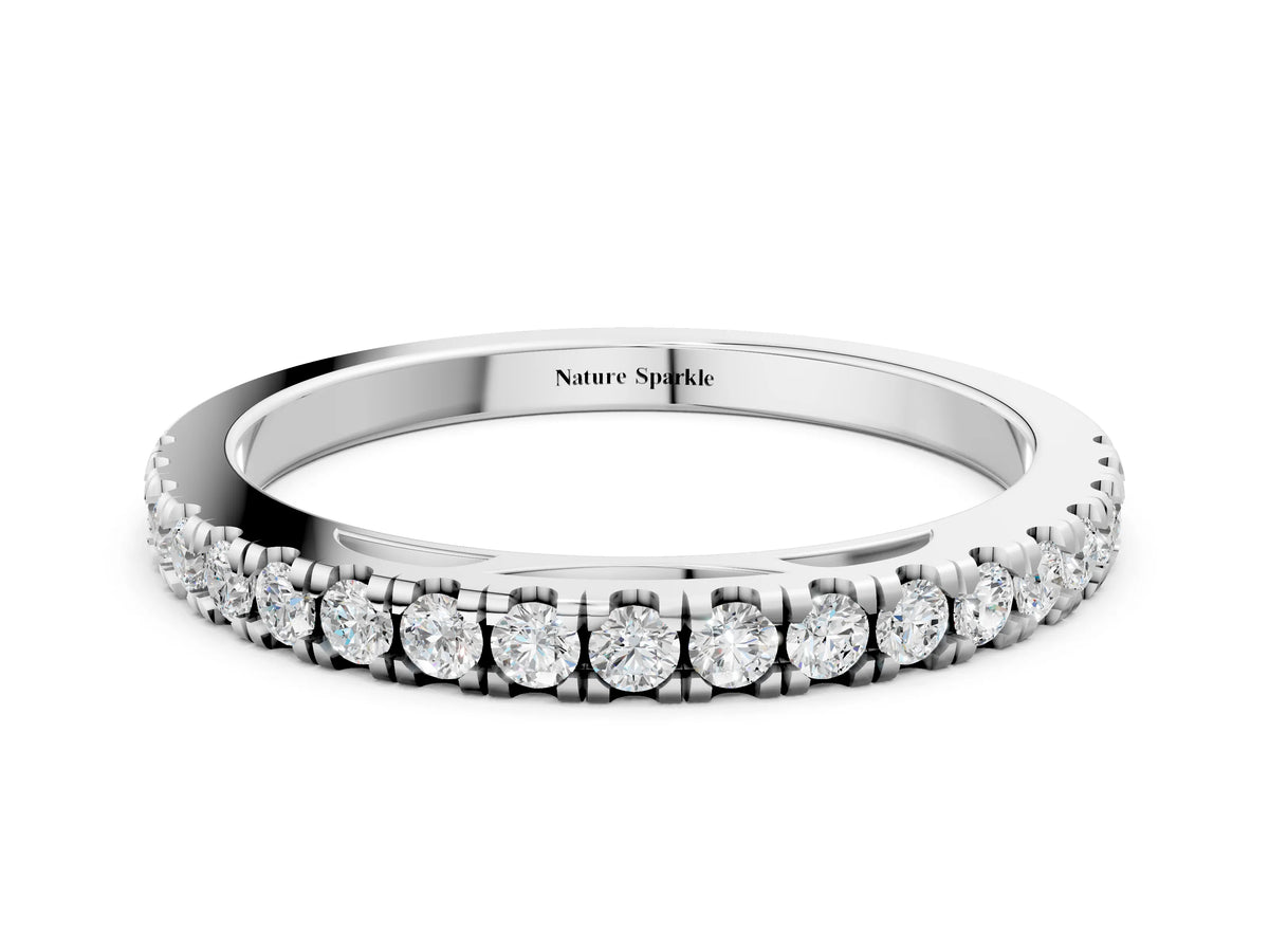Silver Round Diamond Pavé Set Eternity Band