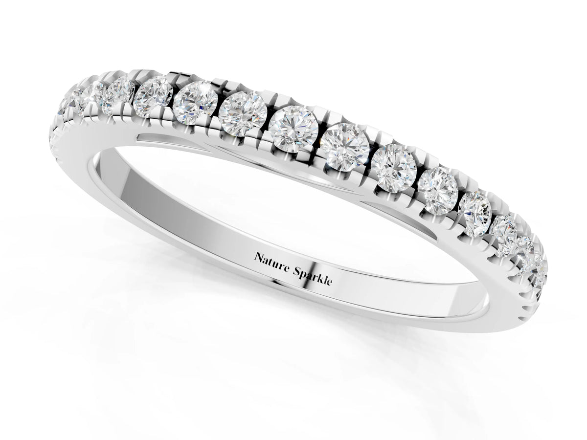 Silver Round Diamond Pavé Set Eternity Band