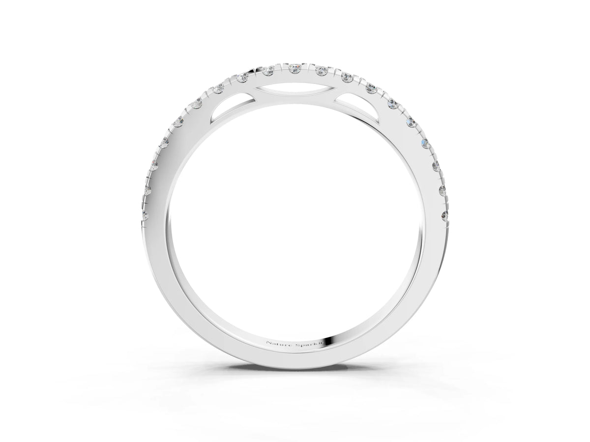 Silver Round Diamond Pavé Set Eternity Band