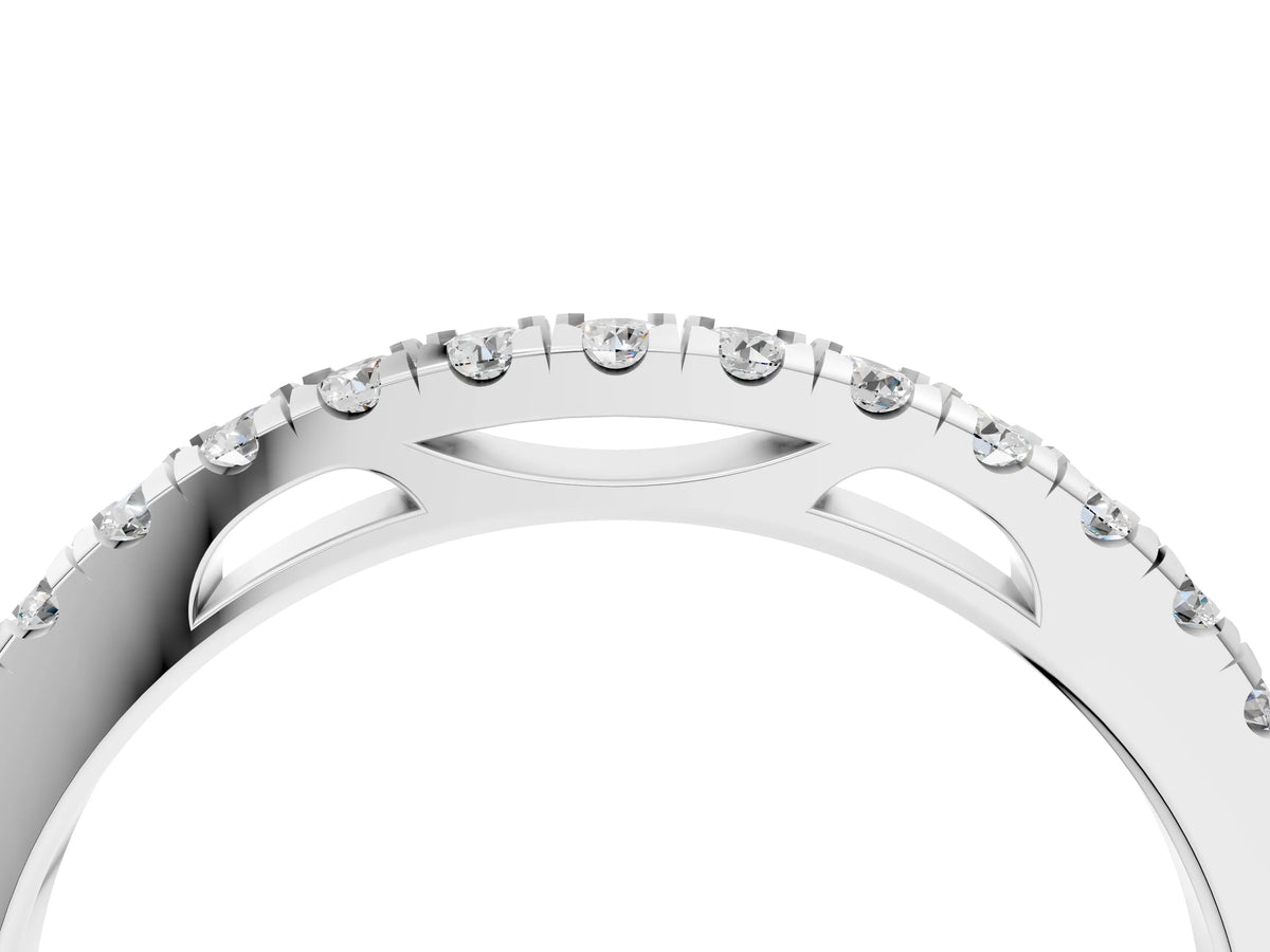 Silver Round Diamond Pavé Set Eternity Band