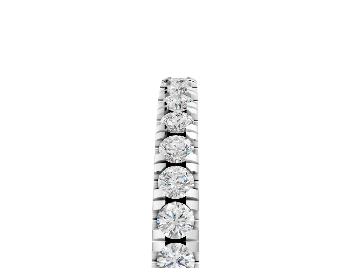 Silver Round Diamond Pavé Set Eternity Band