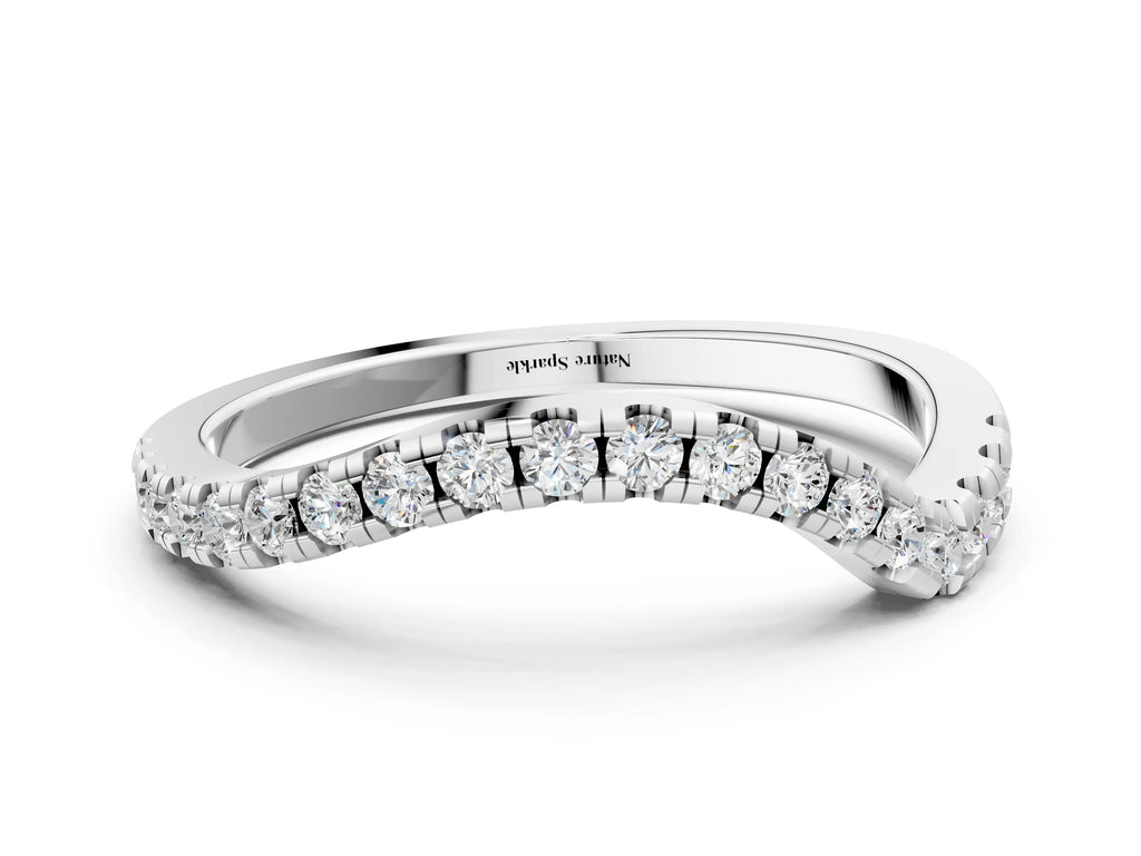 Silver Round Diamond Pavé Twist Band with U-Prong Setting