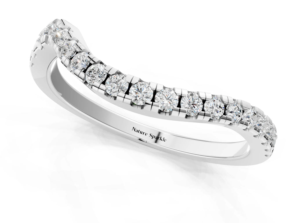 Silver Round Diamond Pavé Twist Band with U-Prong Setting