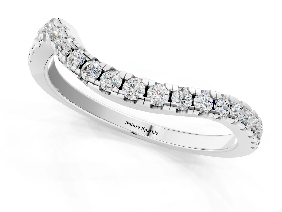Silver Round Diamond Pavé Twist Band with U-Prong Setting